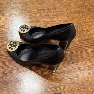 Tory Burch Black Heels with Gold Emblem